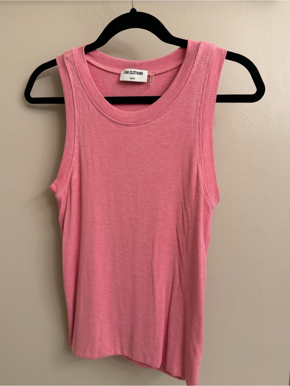 LNA Sleeveless double-layer Ribbed Tank in Soft Pink